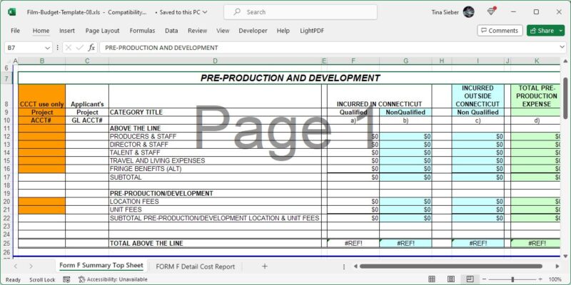 Film Budget Template from TemplateLab