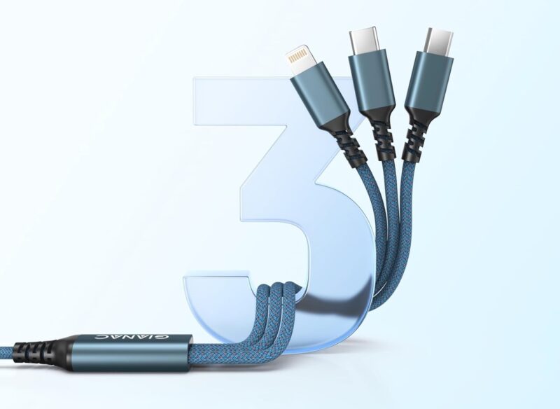 Gianac 3 In 1 Universal Charging Cable Lightning, USB-C, Micro USB