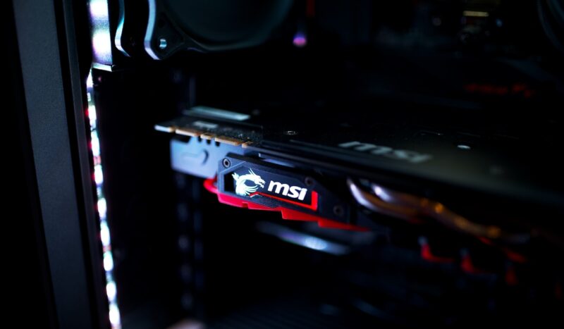 Close up of a graphics card inside a PC