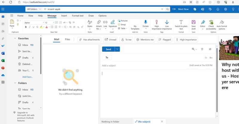 The web interface of Outlook.com with three panels, a classic ribbon, and more.