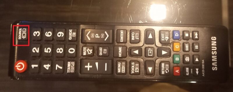 TV input "source" button on a remote.