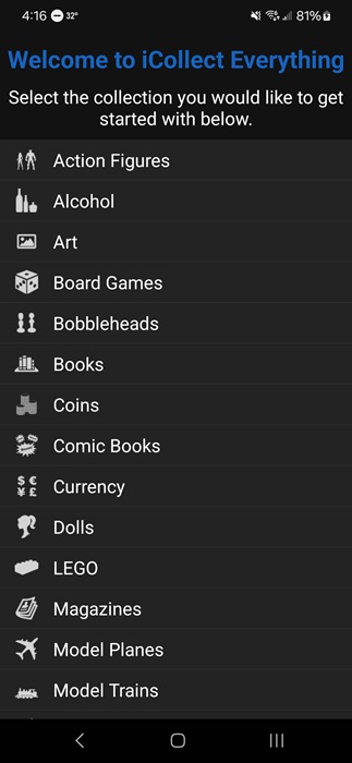 Choosing a collection type in iCollect