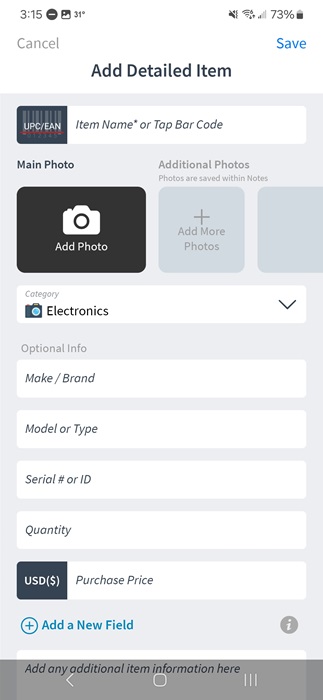 Adding a detailed item in Itemtopia.
