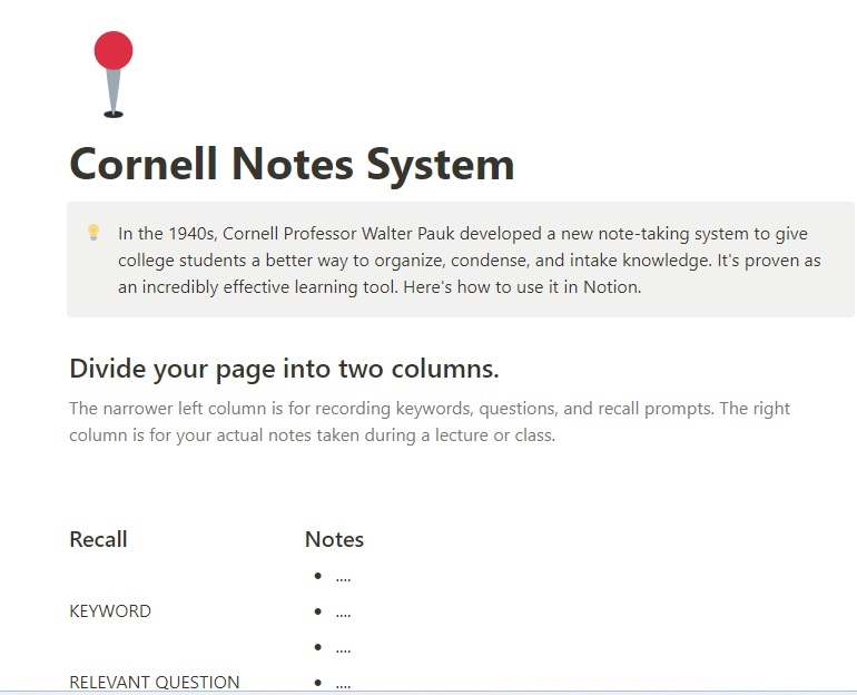 Best Free Notion Templates For Student Student Cornell