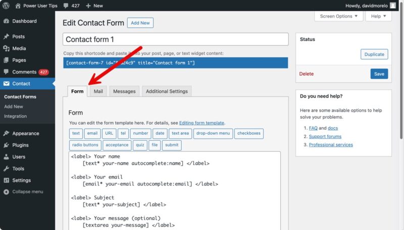 Edit Default Contact Form 