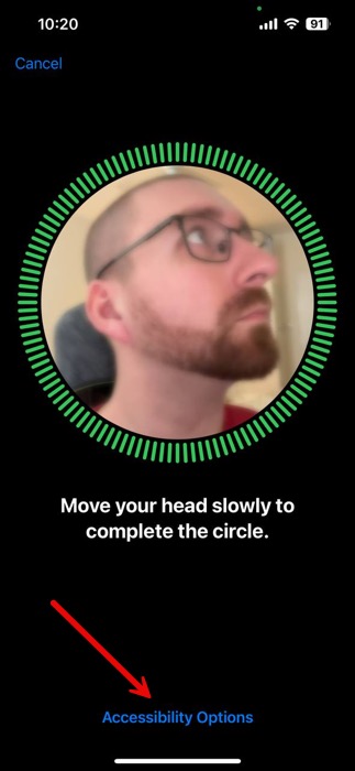 Face Id Setup Accesbility Options Button