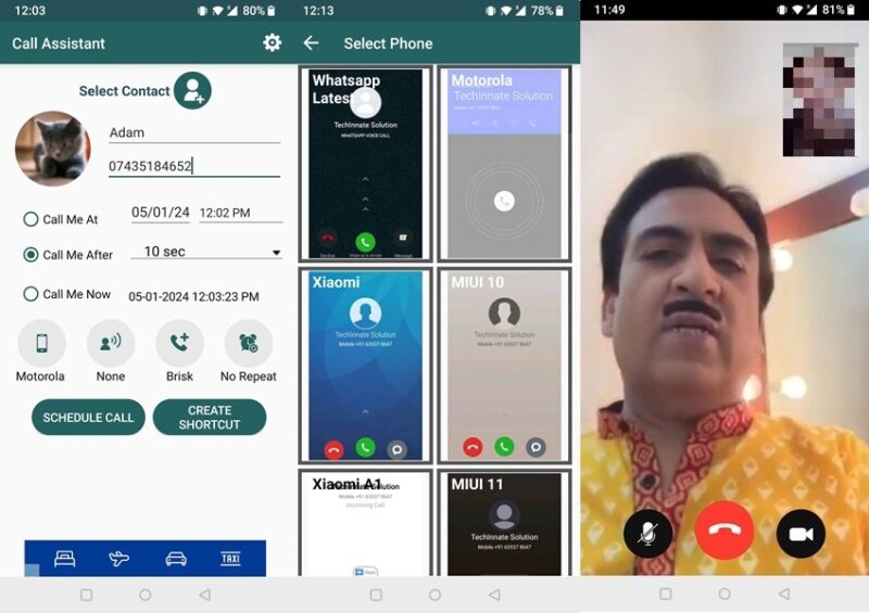 Call Assistant - Fake Call interface overview.