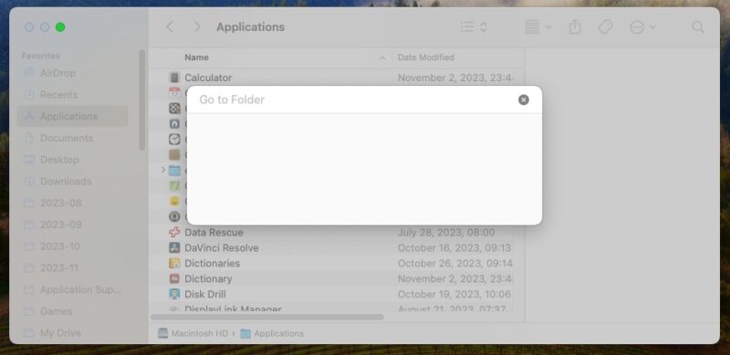 Finder Go To Folder Window