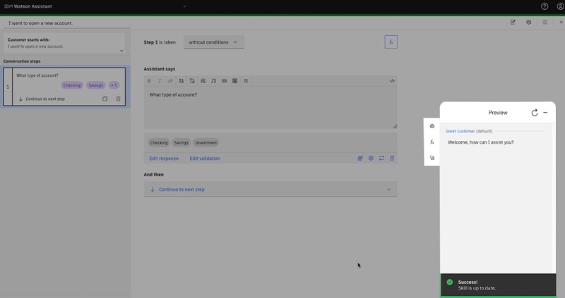 Guided chatbot builder in IBM Watsonx.