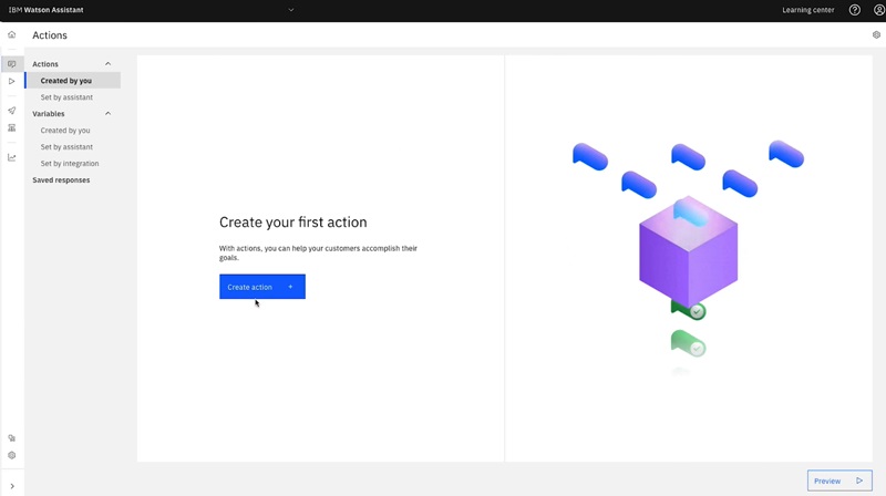 Creating chatbot actions in IBM Watsonx