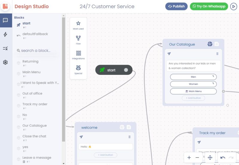 Types of interfaces to create on Tiledesk.