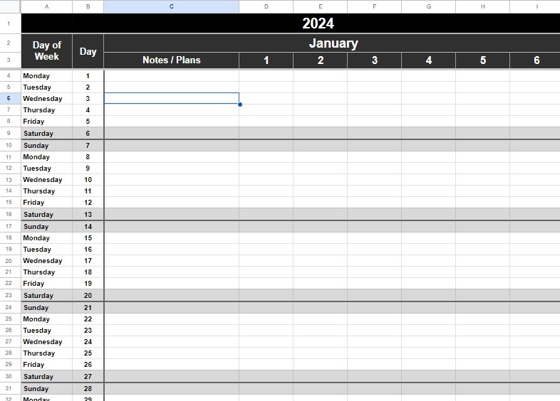 Google Sheets Calendar Templates Monthly List