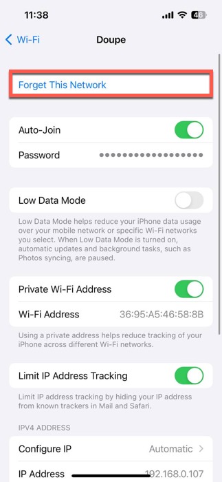 Ios Forget This Network Option
