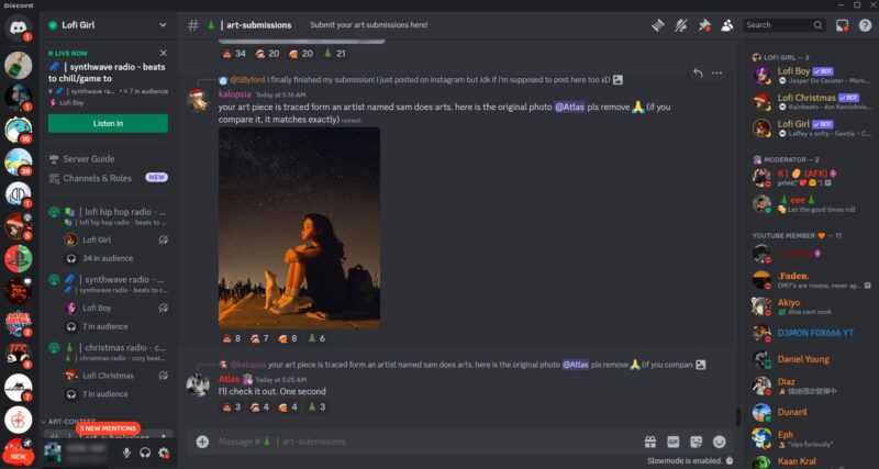 Lofi Girl server view on Discord.