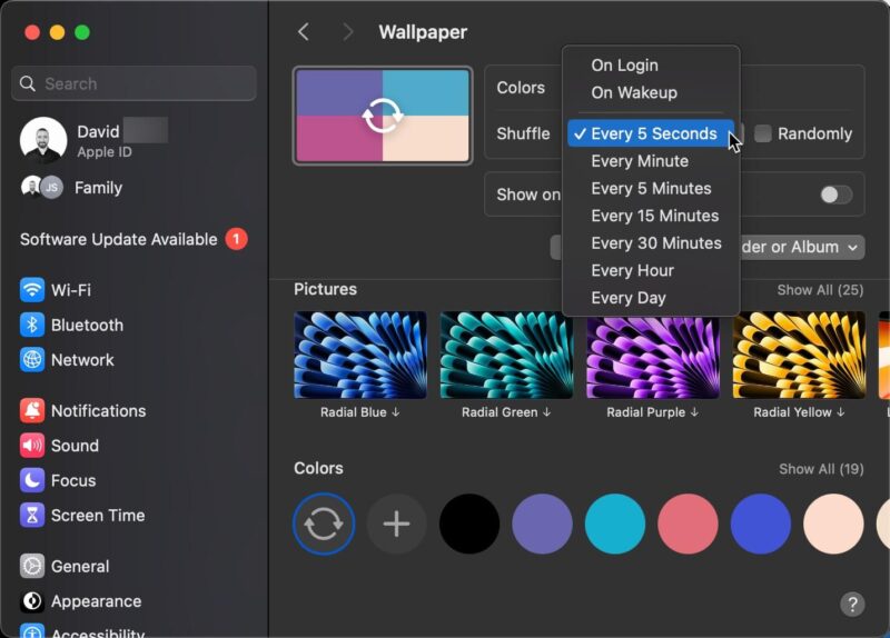 Macos Autorate Duration Selection Drop Down Menu