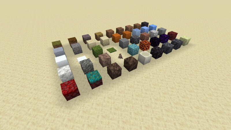 portion of the block palette in Minecraft.
