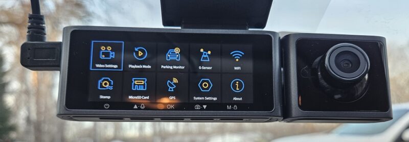 Dash cam menu during the day.