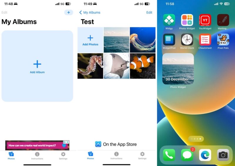 Screenshots Of Photo Widget