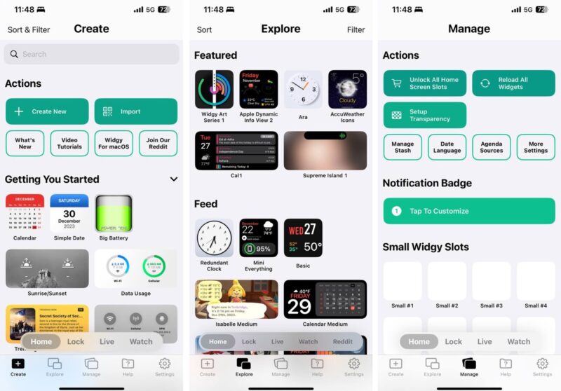Screenshots Of Widgy Widgets