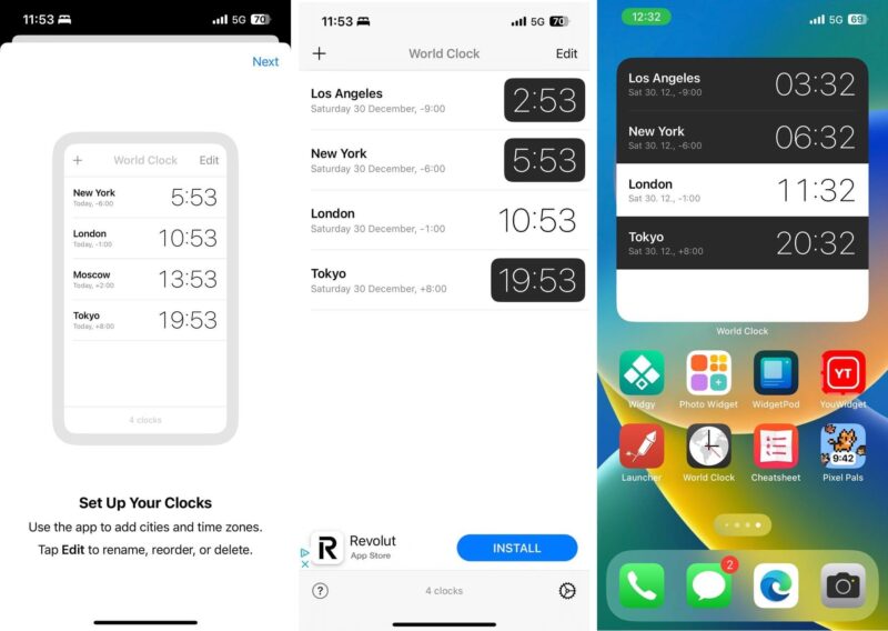 Screenshots Of World Clock Widget