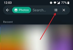 Tapping on small hamburger menu in WhatsApp for Android all message search.