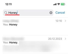 Searching all chats for keyword in WhatsApp for iOS.