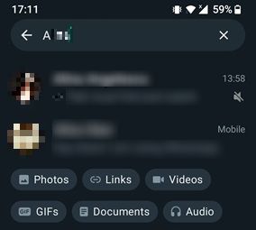 Searching for people on WhatApp for Android.