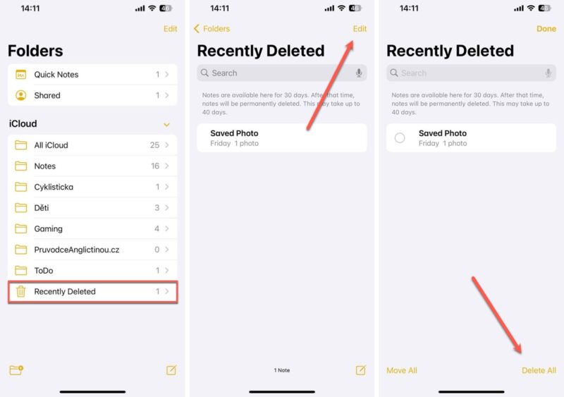 Steps To Empty The Recently Deleted Folder In Notes