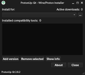 A screenshot showing the Wine/Proton Installer in Nobara Linux.