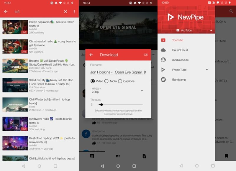 Inside look at the NewPipe app. 