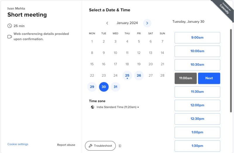 Calendly Schedule Picking