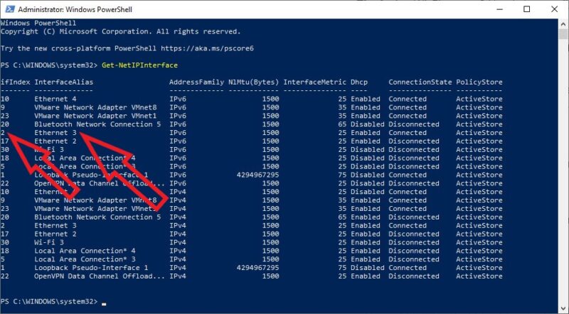 PowerShell list all interfaces