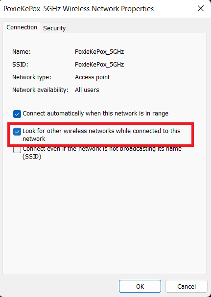 Network adapter properties look for other networks