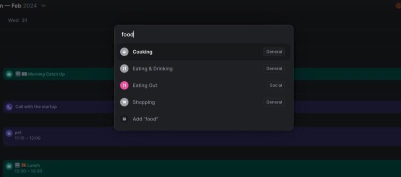 Task categories in the Daybridge calendar app