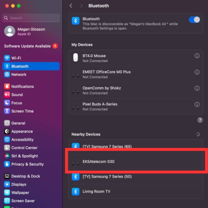 Eksa S30 Mac Connect