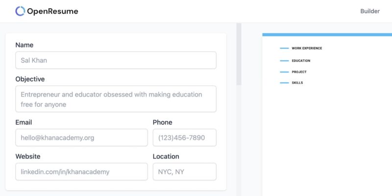 Using OpenResume to Create a Resume Online