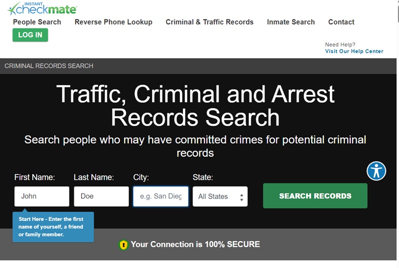 Finding criminal records using Instant Checkmate. 