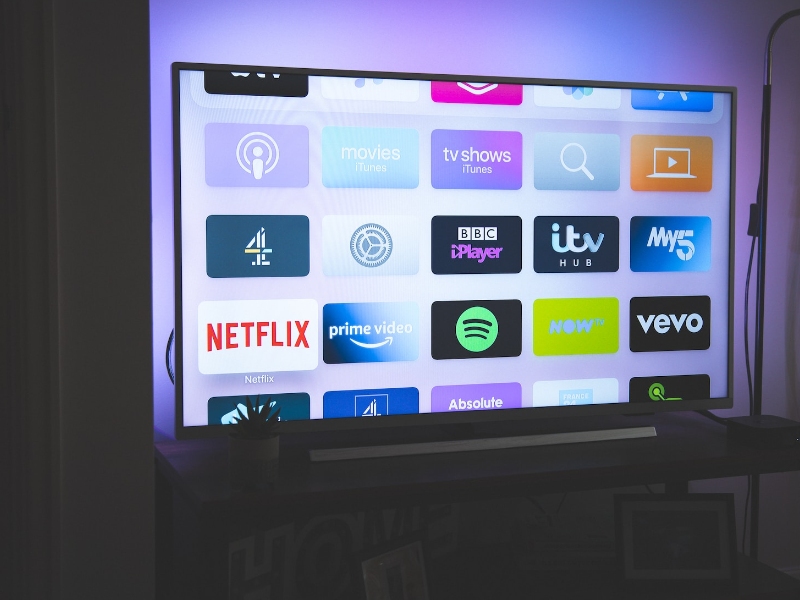 TV screen showing multiple streaming apps