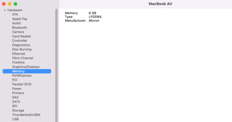 Mac system information memory properties