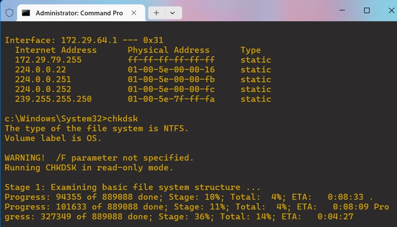 Apple Classic Theme in Windows Terminal Command Prompt mode.