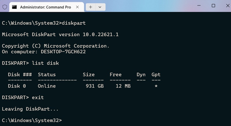 Forest Blue color scheme installed in Windows Terminal in Command Prompt mode.