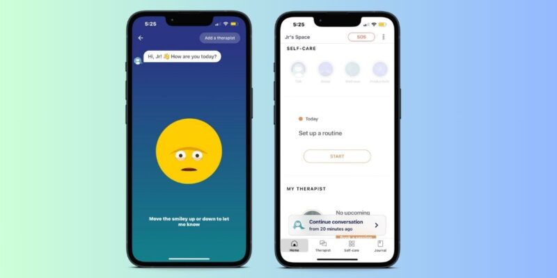 The Talk and Home Screens of Wysa Mental Health App