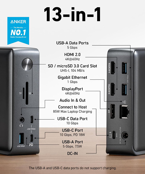Anker 575 Usb C Docking Station 13-in-1 Ports