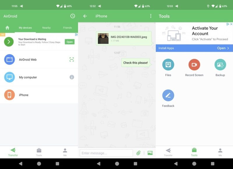 AirDrop app interface overview. 