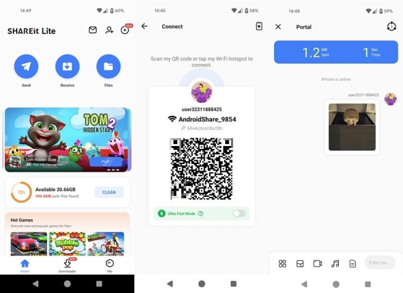 SHAREit app interface overview. 