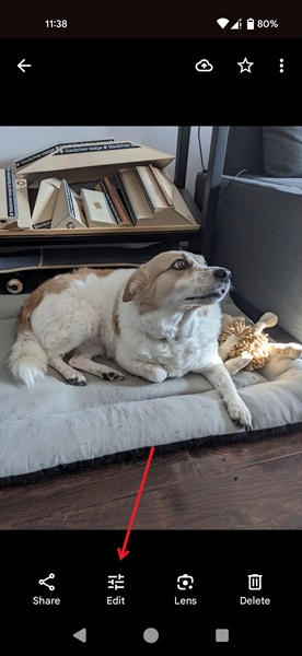 Tapping on Edit button in Google Photos app.