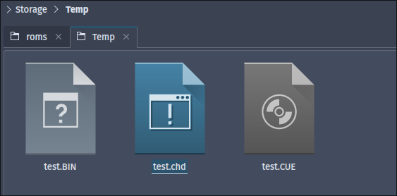 File manager displaying converted CHD file.