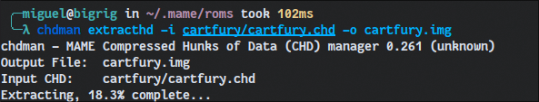 Conversion of a CHD file into an IMG file.