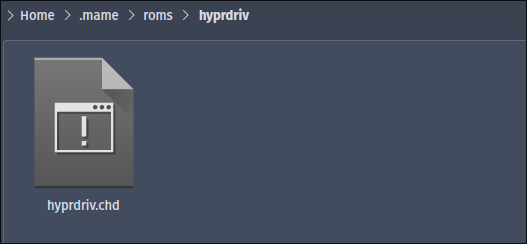 A CHD file residing in its proper folder for MAME.