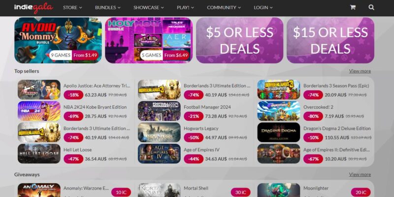 Cheap Game Digital Keys Indiegala Homepage
